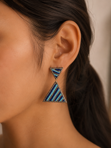 Azure lines – Handmade Clay Earrings