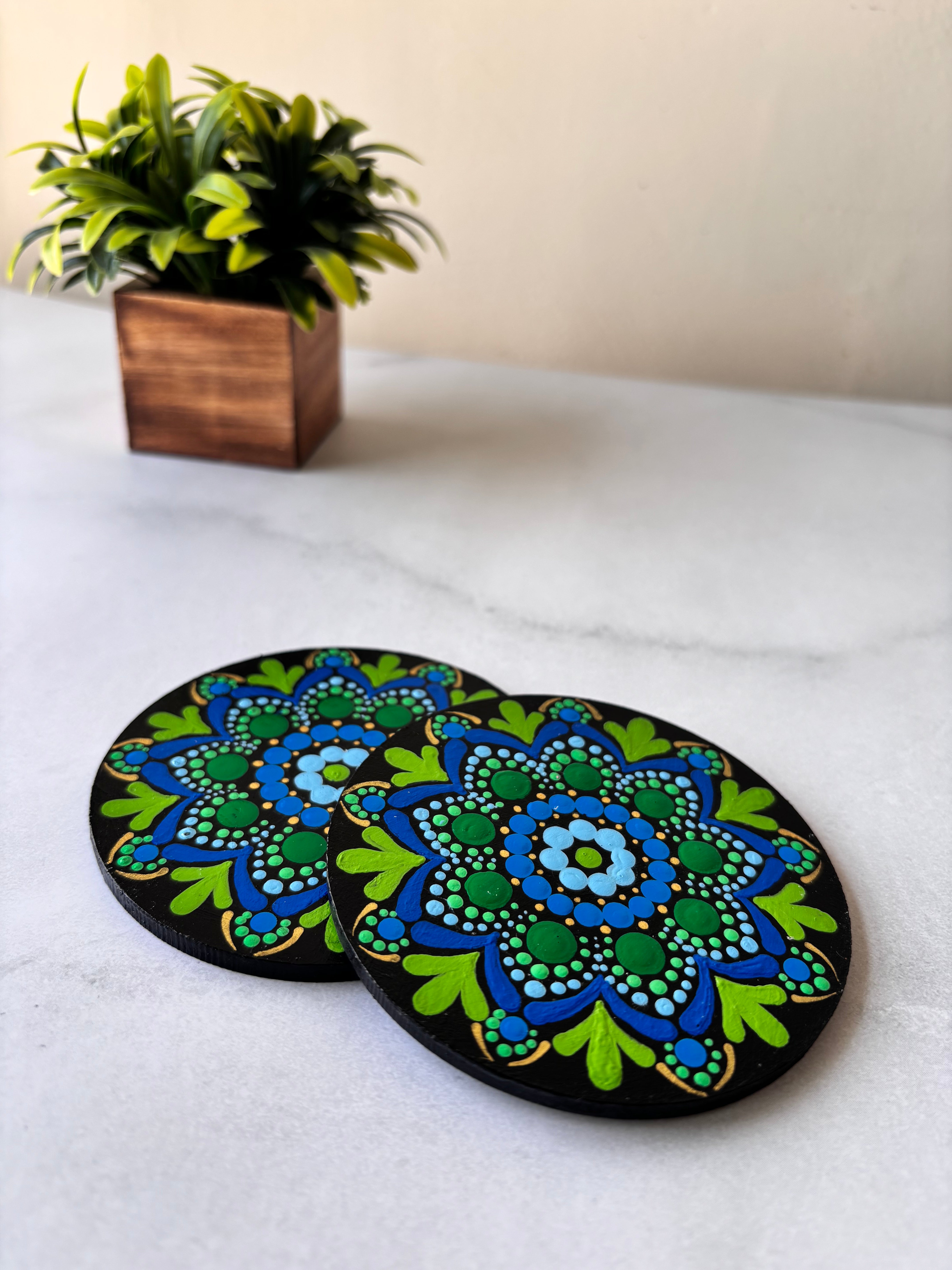 Blue forest – Coasters set of 2, 4 and 6