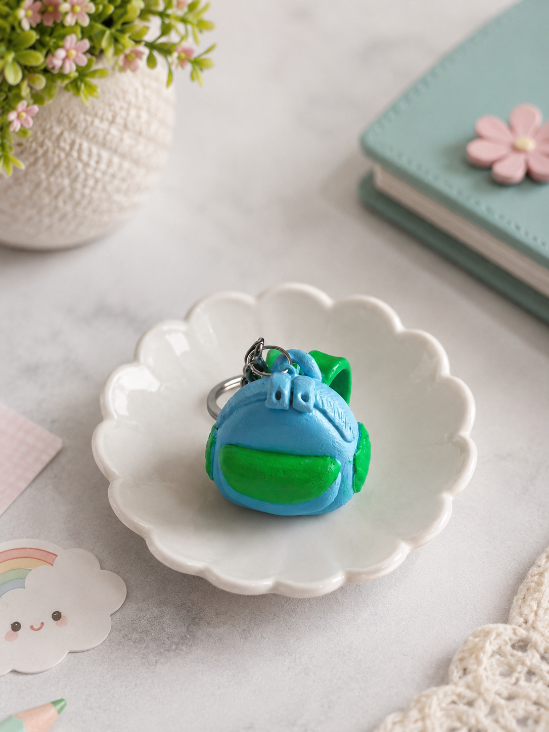 Tiny Explorer (Blue) – Backpack Keychain