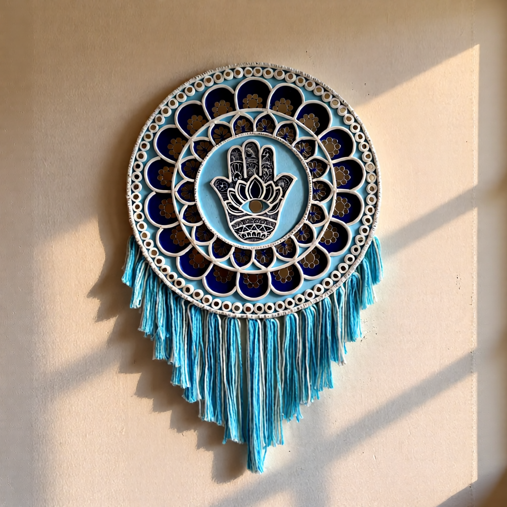 Hamsa - wall hanging with fringes