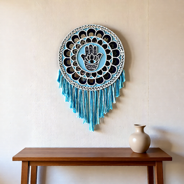 Hamsa - wall hanging with fringes