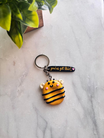 Worry bee - worry stone keychain