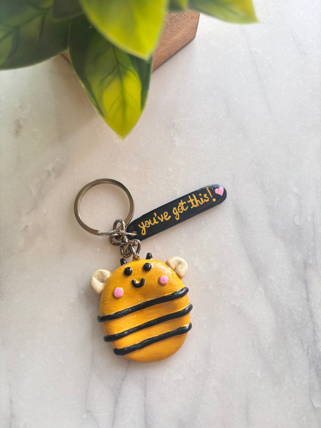 Worry bee - worry stone keychain