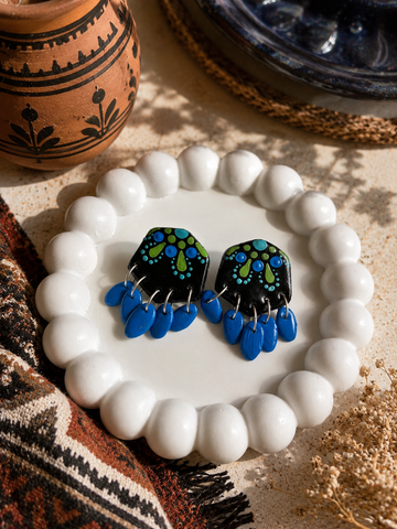Midnight Bloom – Handmade Clay Earrings