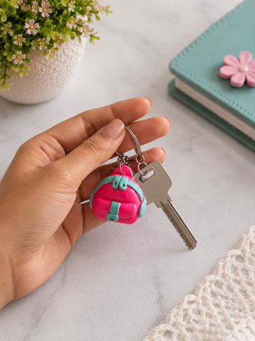 Tiny Explorer (Pink) – Backpack Keychain