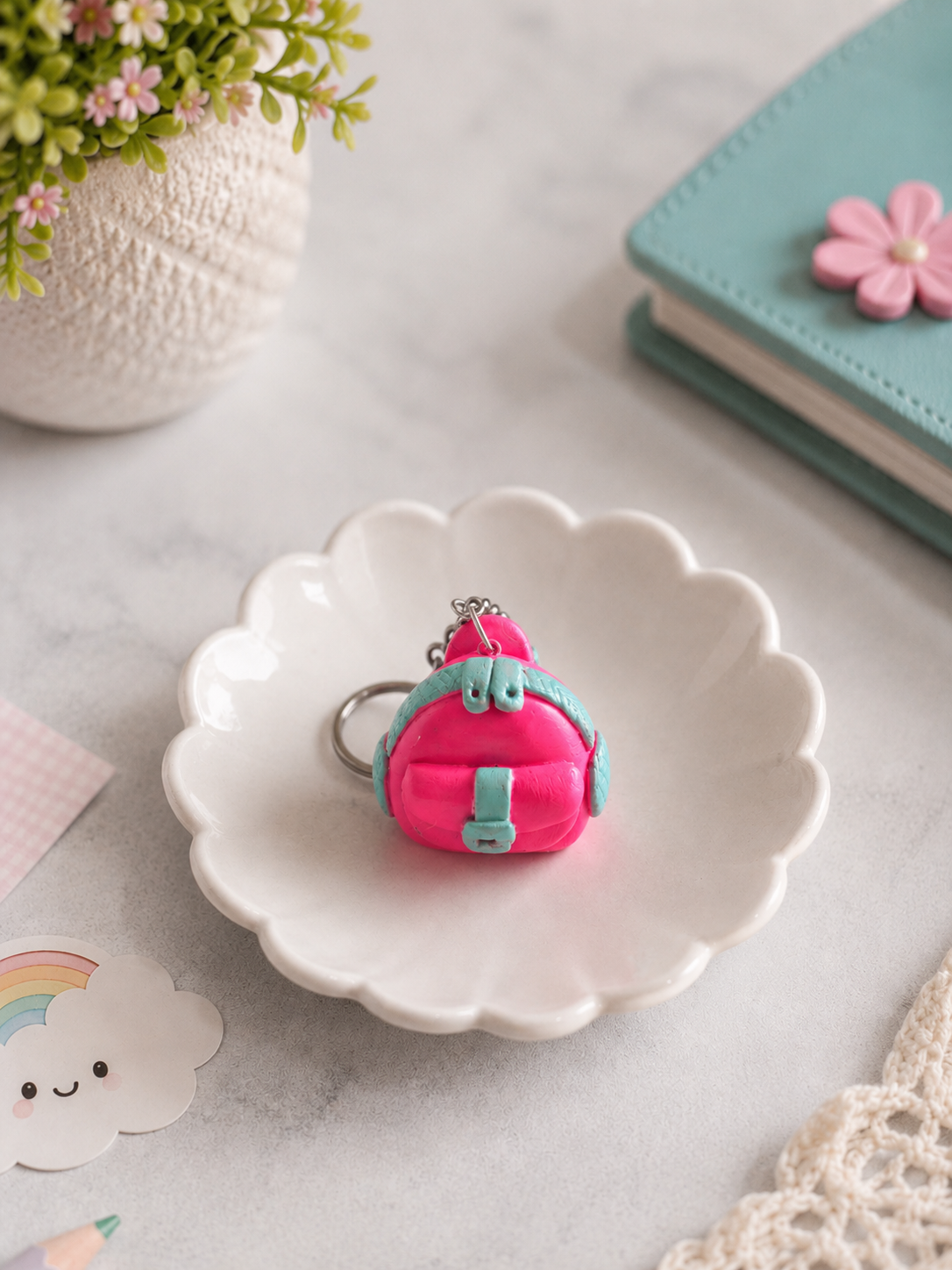 Tiny Explorer (Pink) – Backpack Keychain