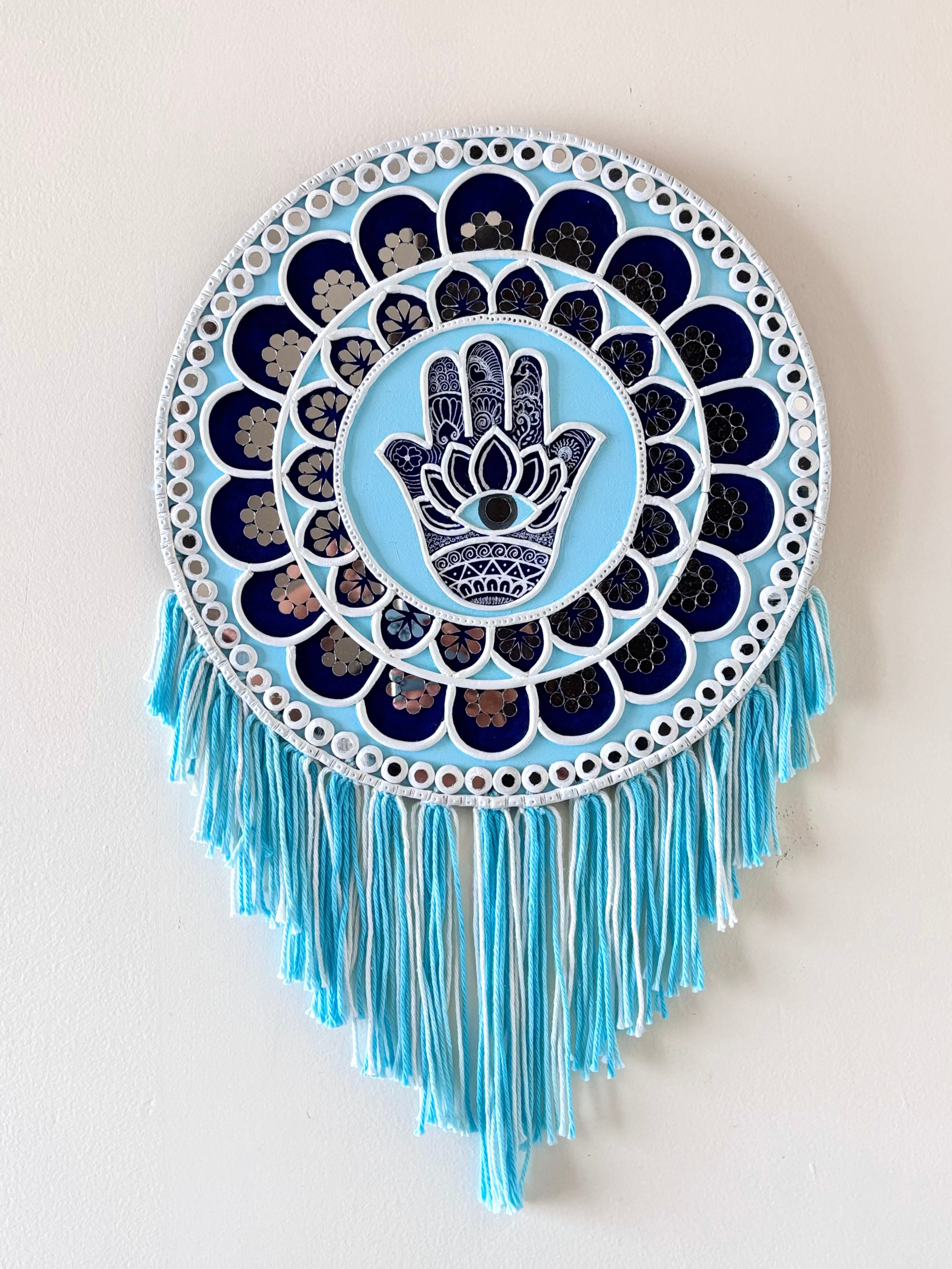 Hamsa - wall hanging with fringes