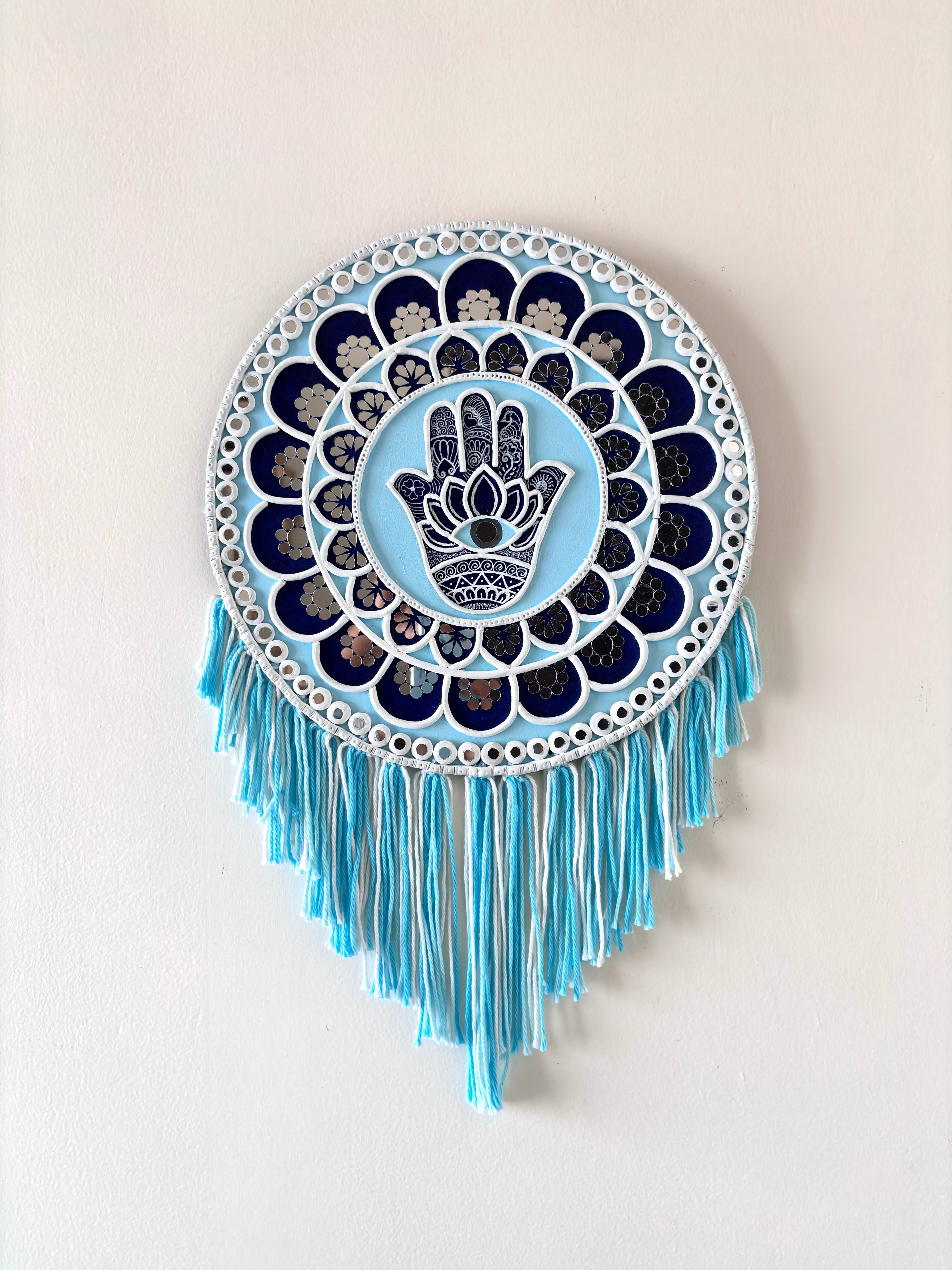 Hamsa - wall hanging with fringes