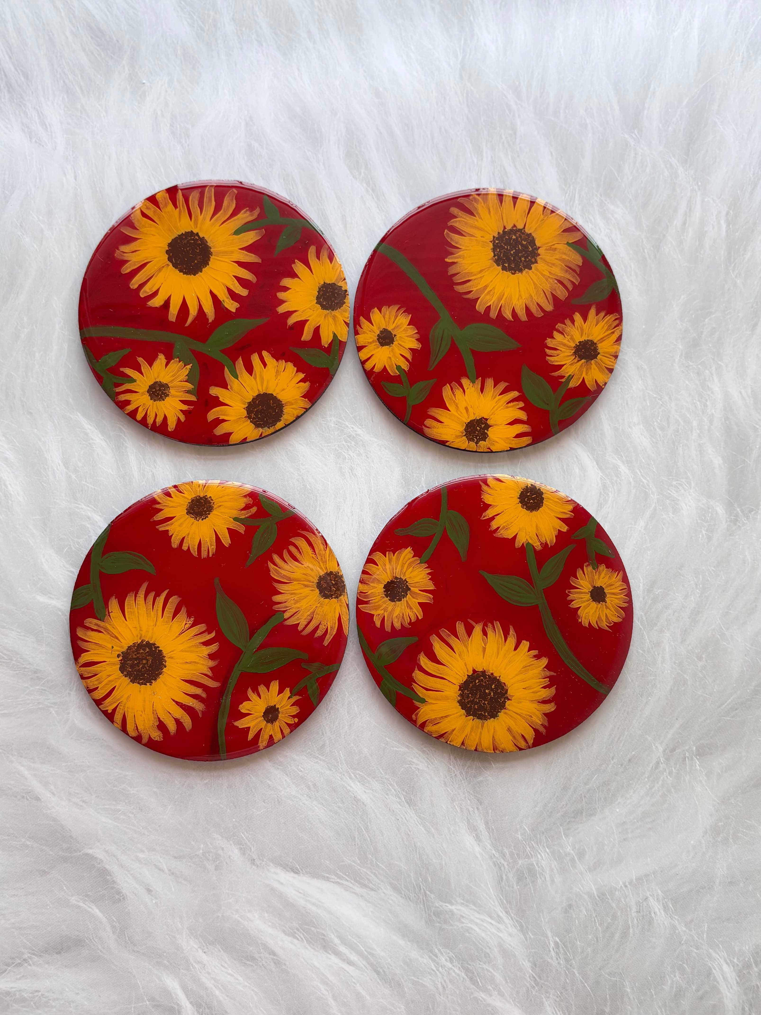 Sunflower Sol - coasters (set of 2/4/6)