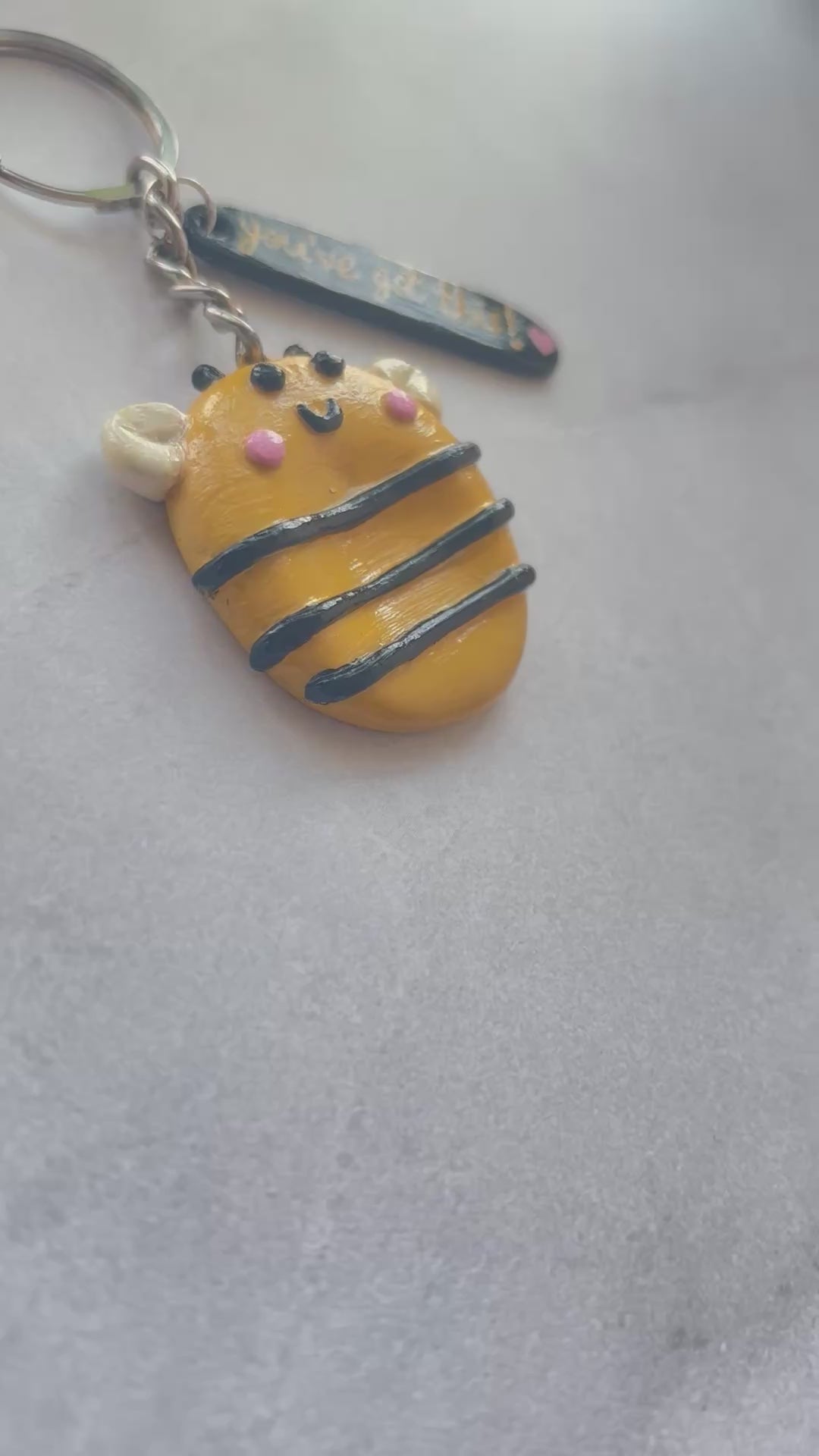Worry bee - worry stone keychain