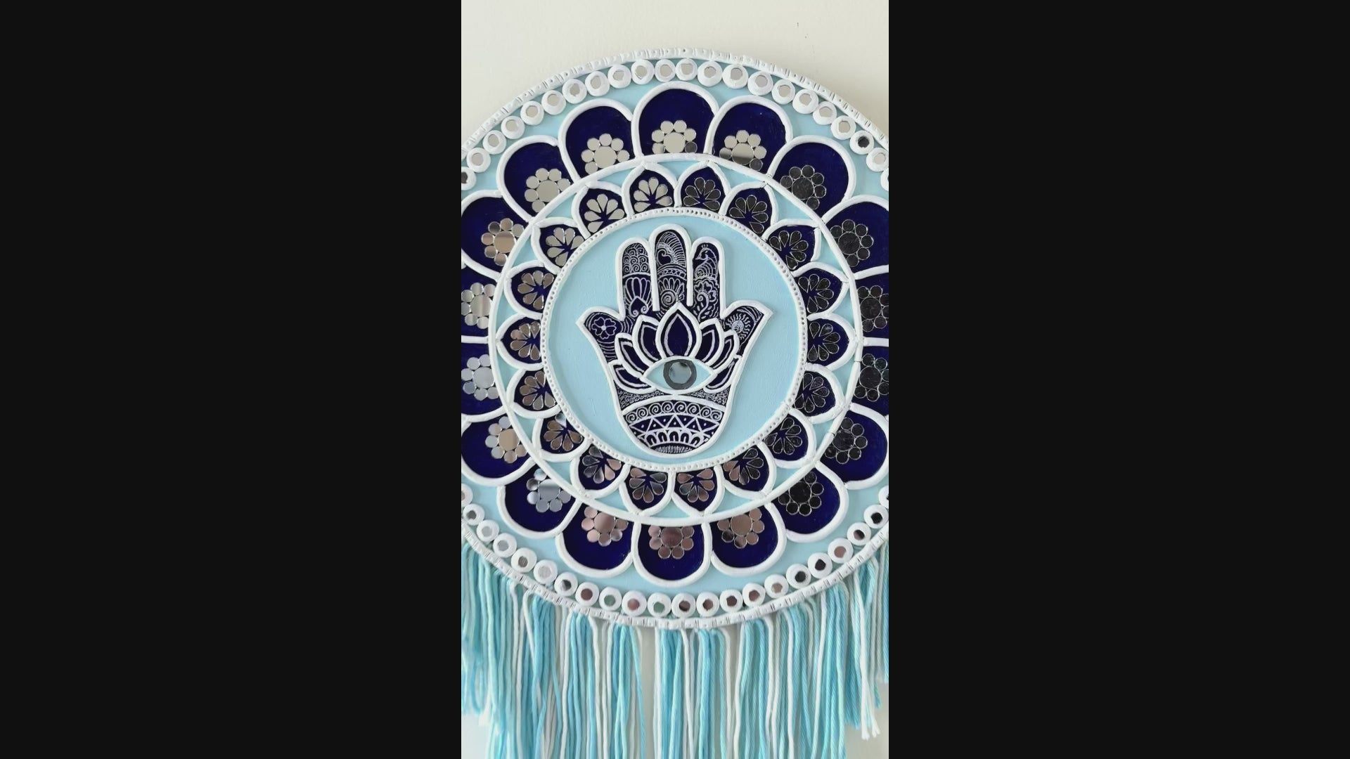 Hamsa - wall hanging with fringes