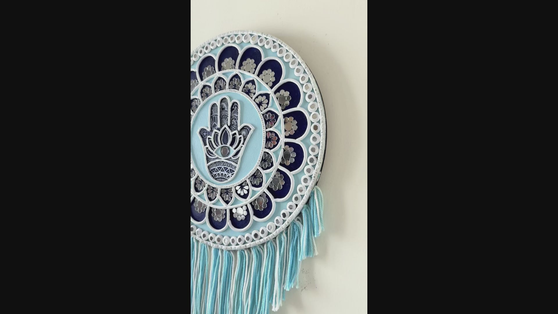 Hamsa - wall hanging with fringes